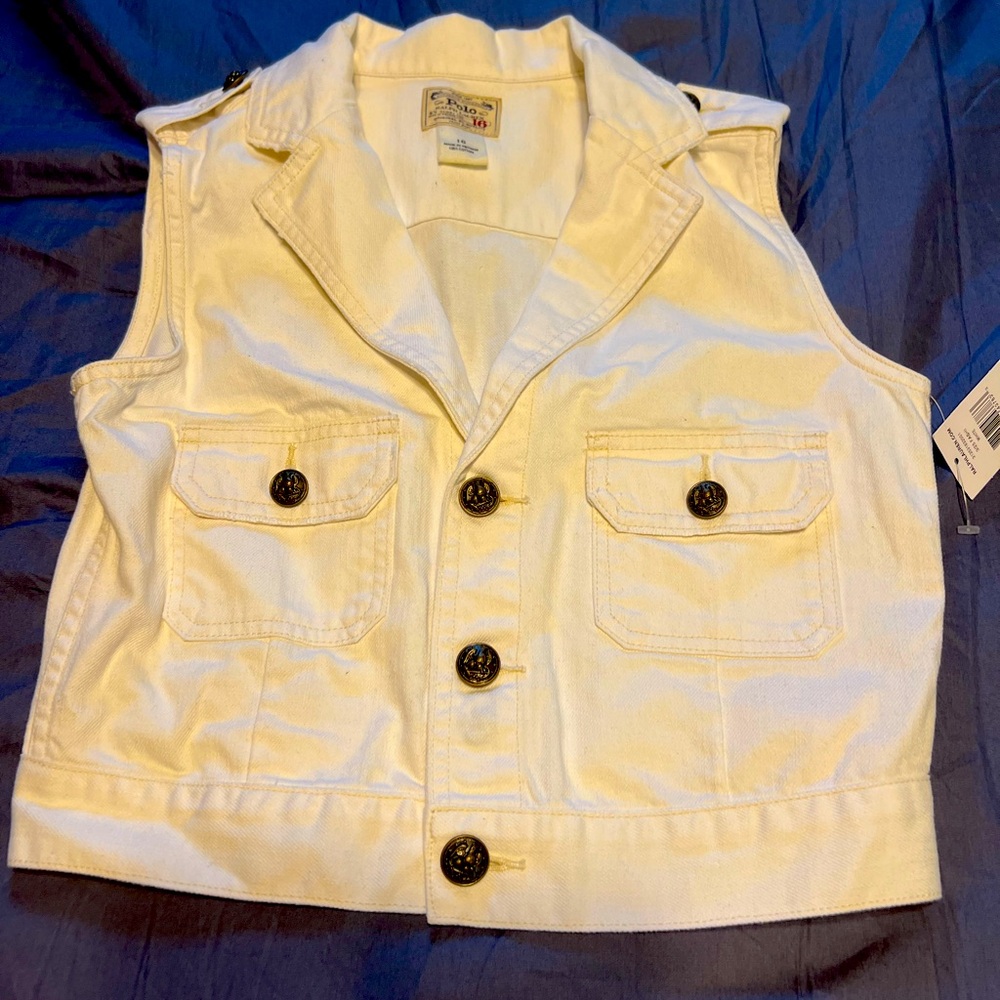 Kids Polo Ralph Lauren Size 16 Vest and Jeans in Cream